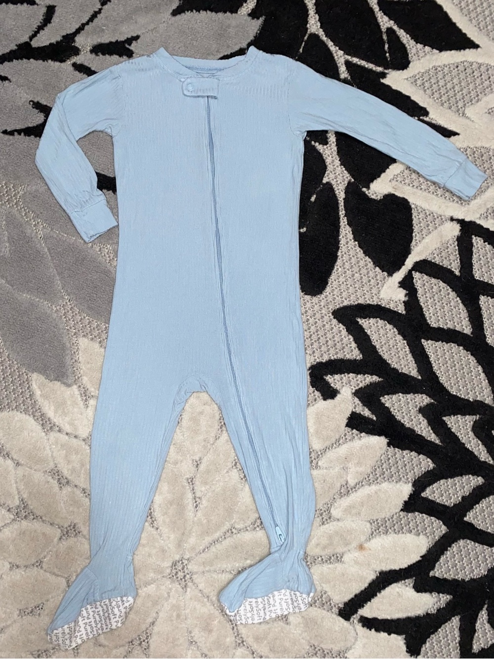 Carter’s Purely Soft Blue Ribbed Footed One-Piece Pajama Baby 18 Months